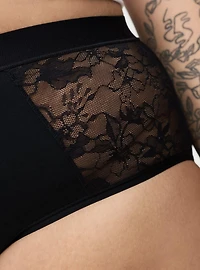 Leakproof Cotton & Lace Mid-Rise Hipster Panty