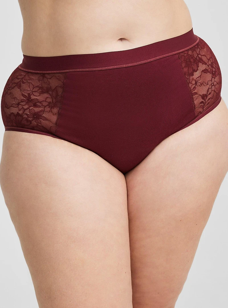 Leakproof Cotton & Lace Mid Rise Hipster Panty