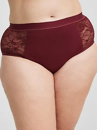 Leakproof Cotton & Lace Mid Rise Hipster Panty