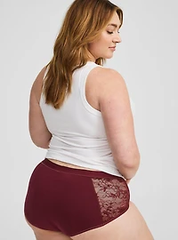 Leakproof Cotton & Lace Mid Rise Hipster Panty