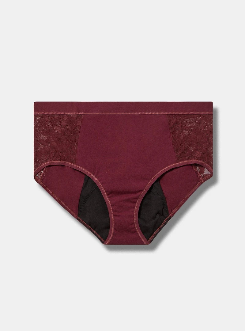 Leakproof Cotton & Lace Mid Rise Hipster Panty