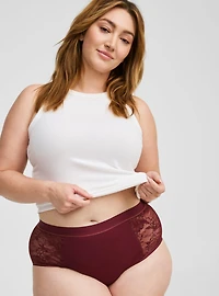 Leakproof Cotton & Lace Mid Rise Hipster Panty