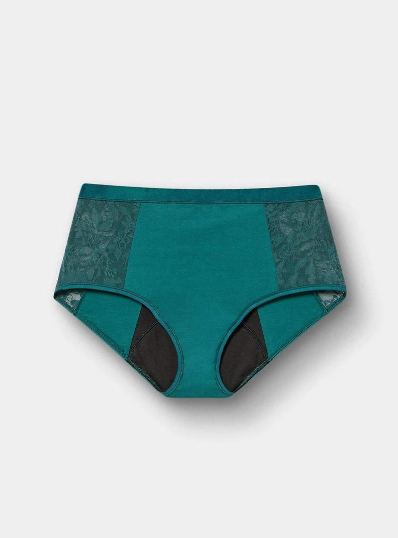 Leakproof Cotton & Lace Mid Rise Hipster Panty