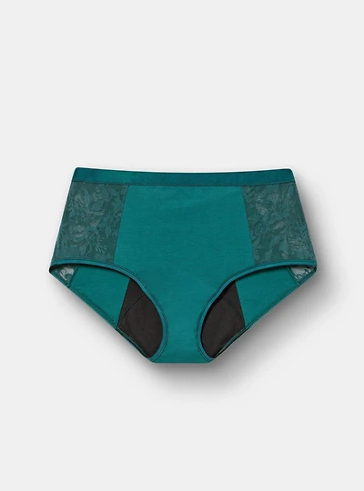 Leakproof Cotton & Lace Mid Rise Hipster Panty