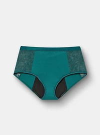 Leakproof Cotton & Lace Mid Rise Hipster Panty