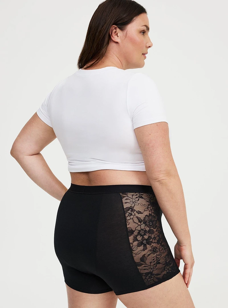 Leakproof Cotton & Lace High Rise Shortie Panty