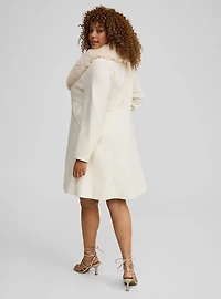 Fit & Flare Faux Fur Collar Coat