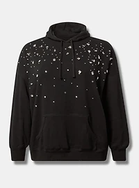 Drop Shoulder Rhinestone Hoodie