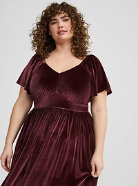 Flutter Sleeve Surplice Maxi Dress