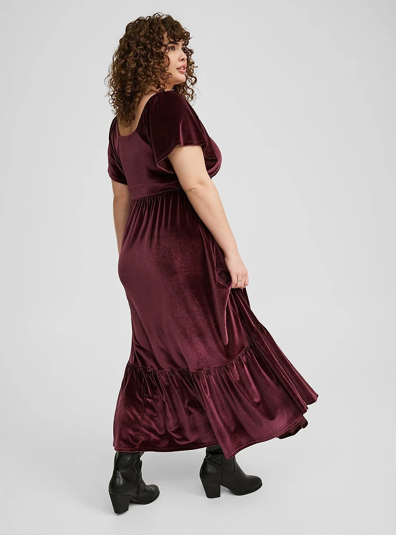 Flutter Sleeve Surplice Maxi Dress