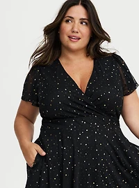 Flutter Sleeve Surplice Mini Dress