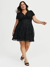 Flutter Sleeve Surplice Mini Dress