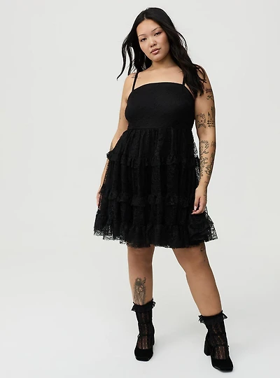 Babydoll Lace Mini Dress