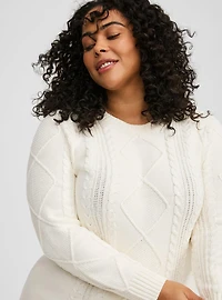 Cable Knit Crew Sweater Dress