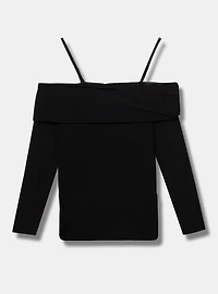 Mesh Off Shoulder Side Cinch Top