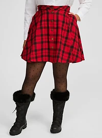 Skater Button-Front Mini Skirt