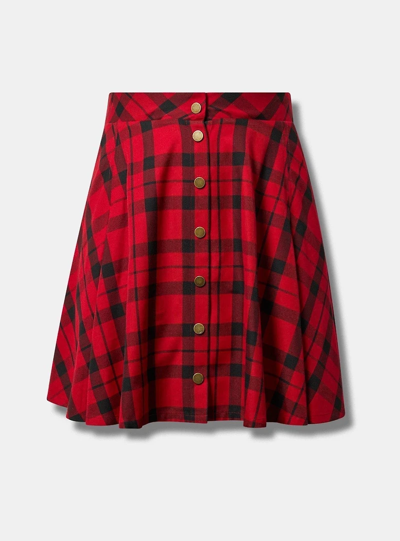 Skater Button-Front Mini Skirt