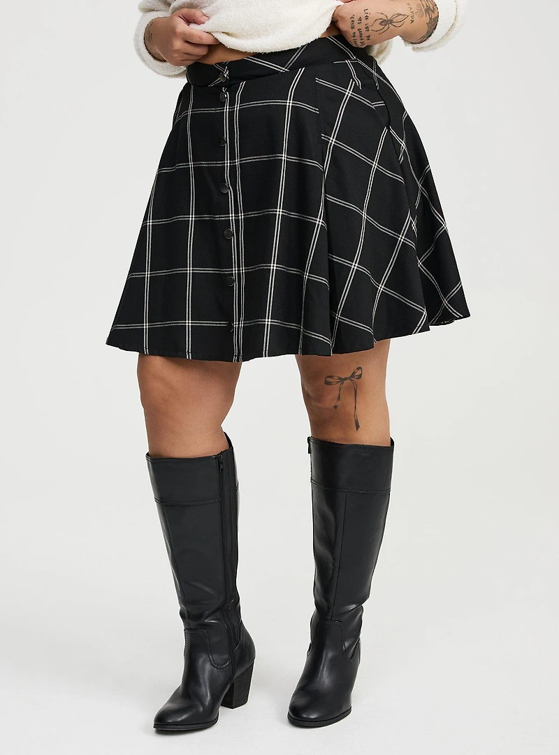 Skater Button-Front Mini Skirt