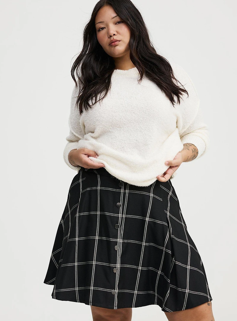 Skater Button-Front Mini Skirt