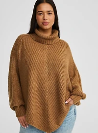 Chunky Ribbed Poncho Sweater