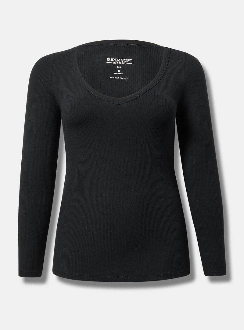 Ribbed V-Neck Top