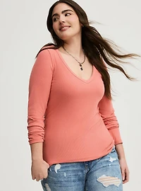Ribbed V-Neck Top