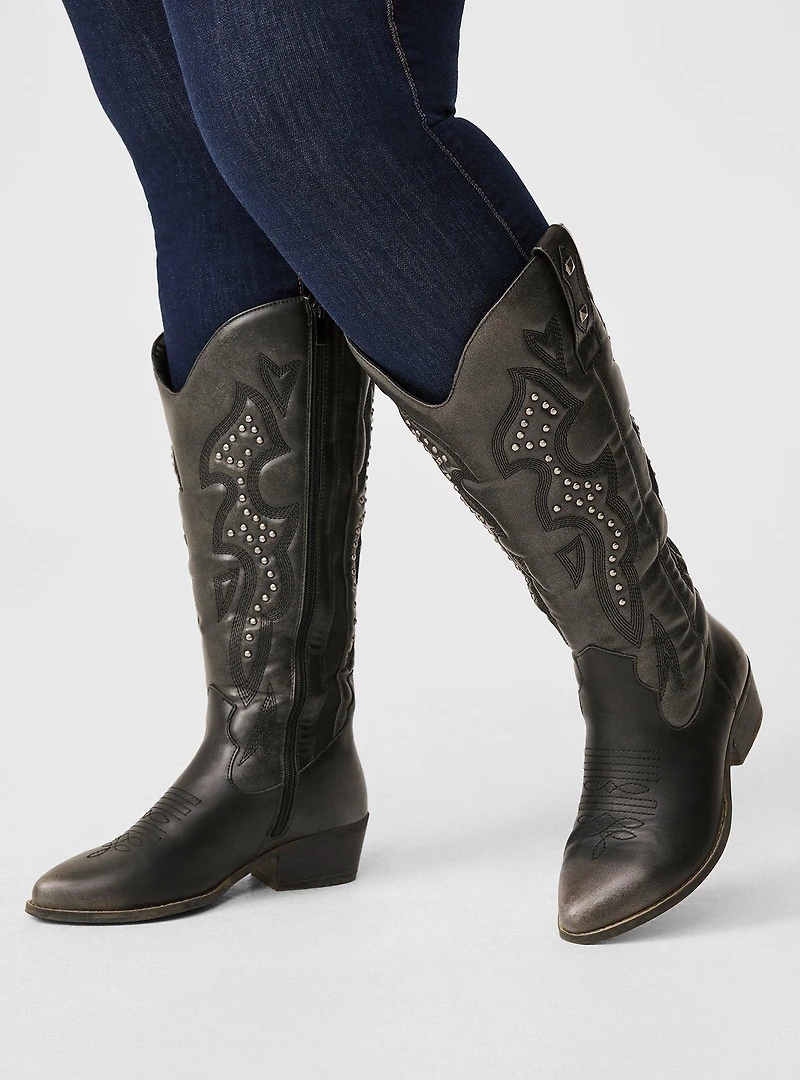 Studded Western Knee Boot (WW)