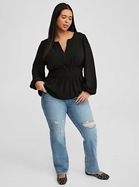 Peplum Long Sleeve Blouse