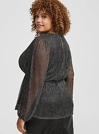 Sparkle Surplice Long Sleeve Top