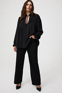 Peasant-Sleeve Pintuck Blouse