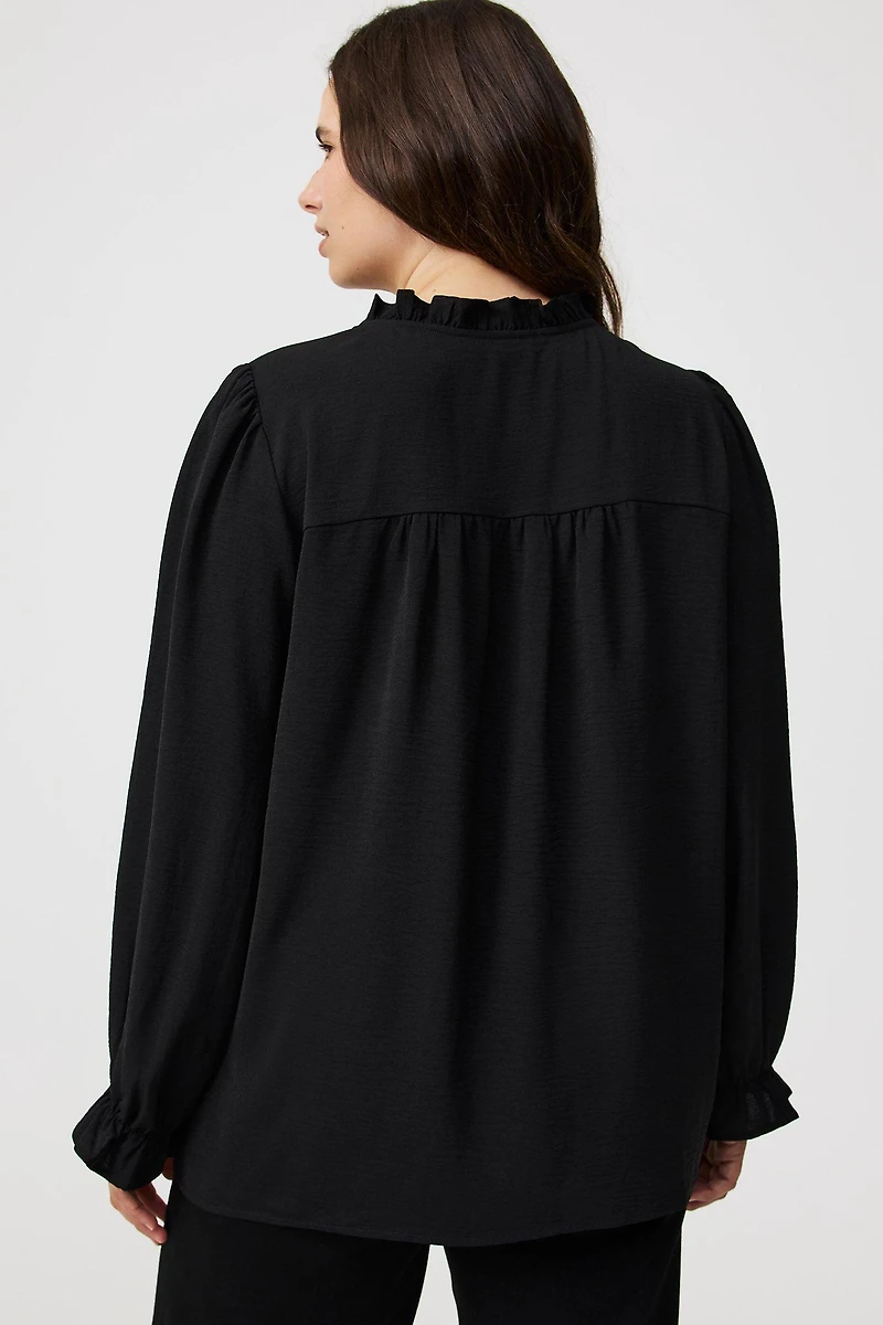 Peasant-Sleeve Pintuck Blouse