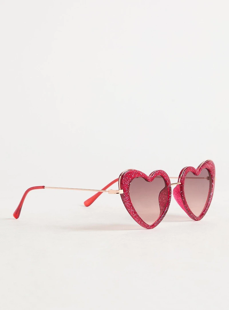 Heart Glitter Cateye Sunglasses