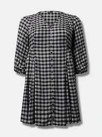 Button Front Skater Mini Dress