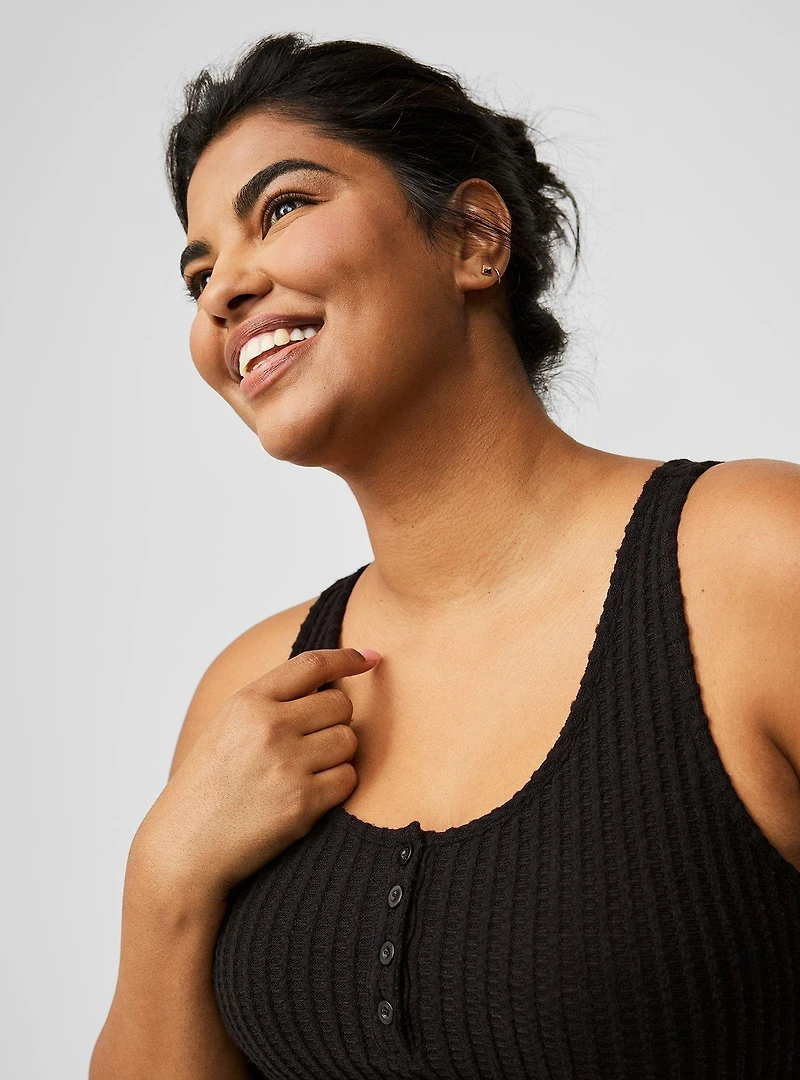 Super Soft Plush Henley Lounge Tank