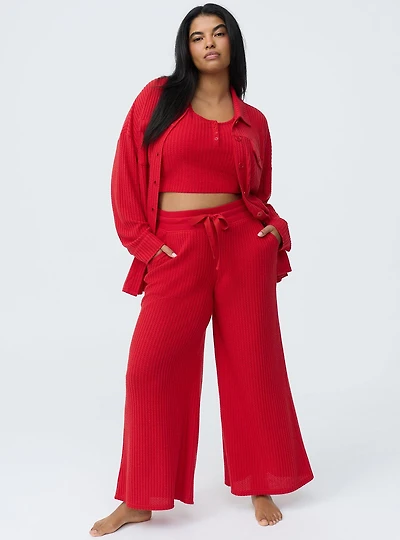 Super Soft Plush Waffle Wide-Leg Lounge Pant