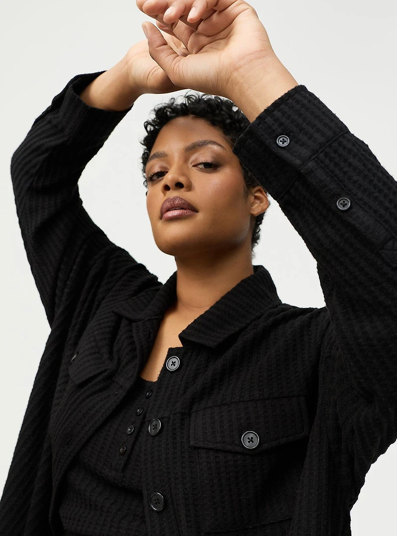 Waffle Oversized Lounge Shacket