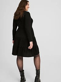 Tiered Waffle Knit Mini Dress