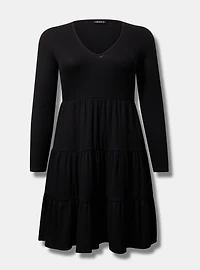 Tiered Waffle Knit Mini Dress