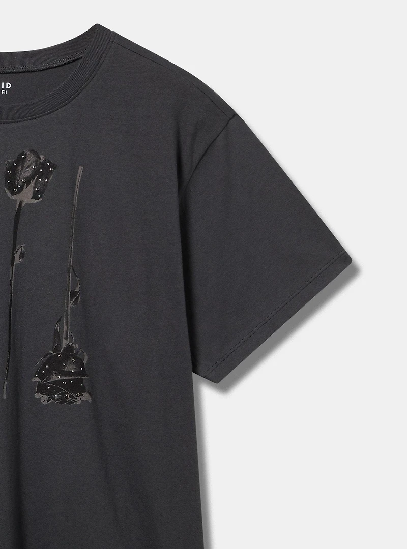 Black Rose Relaxed Embellished Tee