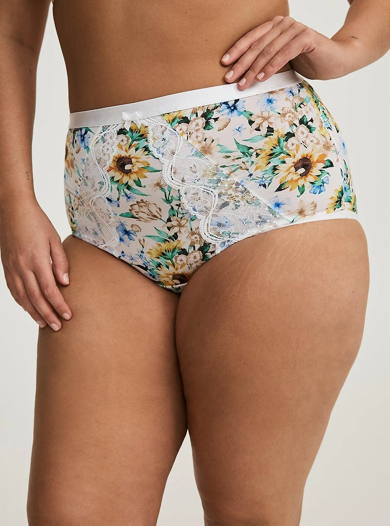 Microfiber & Lace High-Rise Brief Panty