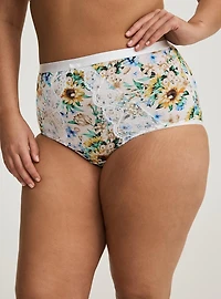 Microfiber & Lace High-Rise Brief Panty