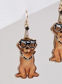 New Year's Eve Golden Retriever Earring