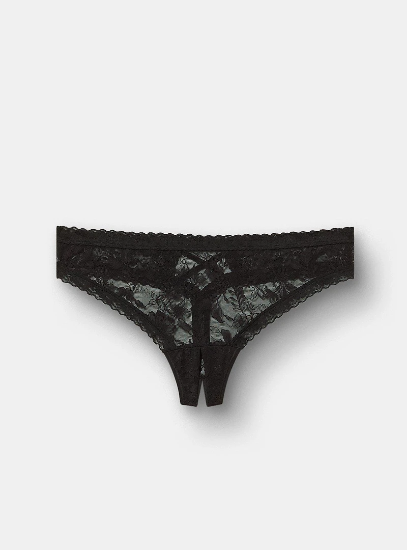 Aria Lace Thong Panty with Open Gusset