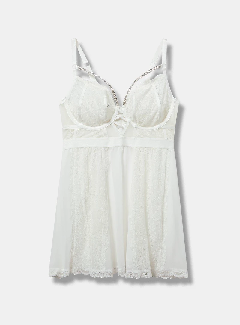 Diamante Lace Underwire Babydoll