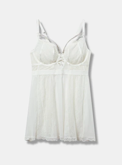 Diamante Lace Underwire Babydoll