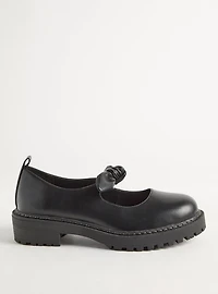 Mary Jane Bow Lug-Sole Flat (WW)