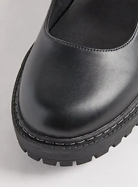 Mary Jane Bow Lug-Sole Flat (WW)