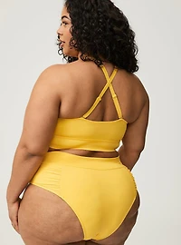 High-Waist Ruched Cheeky Swim Bottom