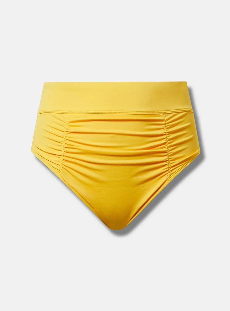 High-Waist Ruched Cheeky Swim Bottom