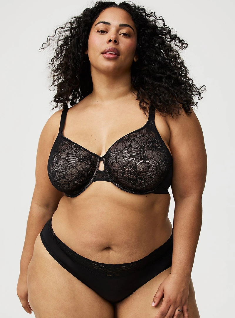 Full-Coverage Unlined Lace Bra